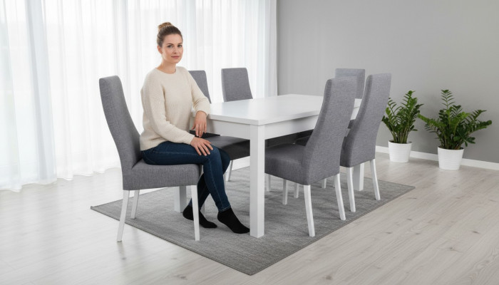 Compleet Set Eettafel 6x Stoelen Eetkamer Eetgroep Hout Tafels 7-delig Nieuw