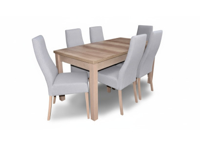 Complete set eetkamer fauteuil tafel 6x stoelen luxe eetgroep set 7-delig