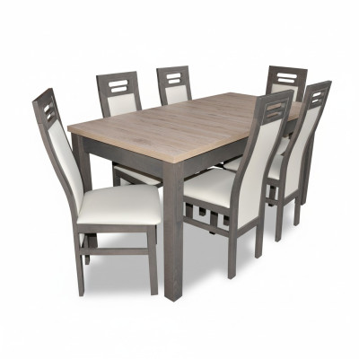 Echt houten leunstoel meubels houten tafel zitkamer eetkamer 6x stoelen 7-delige set garnituur