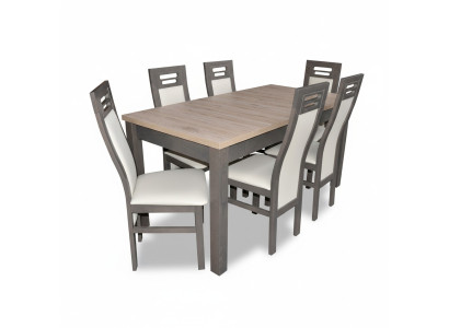 Echt houten leunstoel meubels houten tafel zitkamer eetkamer 6x stoelen 7-delige set garnituur