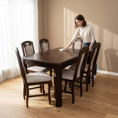 Klassiek eetkamer meubilair Eetset Tafel Hout Compleet Set 7-delig Eetgroep.