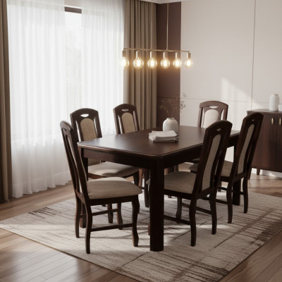 Klassiek eetkamer meubilair Eetset Tafel Hout Compleet Set 7-delig Eetgroep.