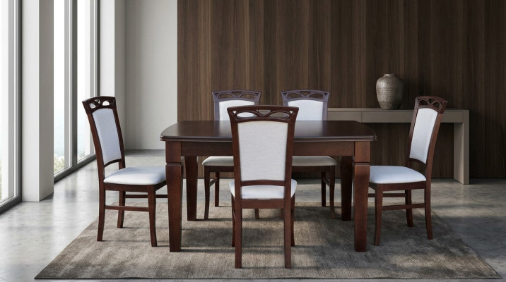 Eetkamer houten tafels eetset stoelgroep nieuw tafel 6 designstoelen 7-delig