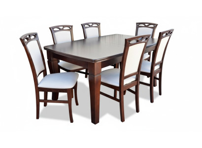 Eetkamer houten tafels eetset stoelgroep nieuw tafel 6 designstoelen 7-delig