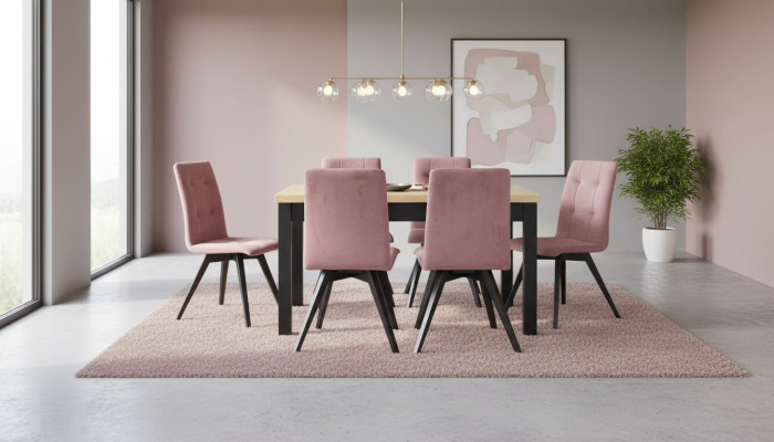 Klassieke eettafel houten eetkamerset 6 stoelen set stoelen 7-delige set.