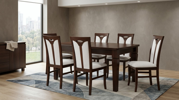 Eetset Eettafel 6 x Stoelset Klassieke Tafel Eetgroep 7-delig.