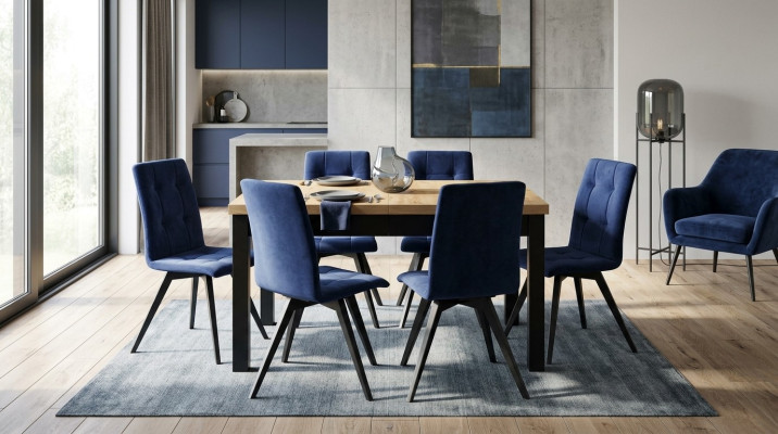 Groep eetkamer gestoffeerde stoel meubelset ontwerp 7-delige set tafel + 6 stoelen