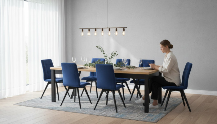 Eetkamer 6 stoelen 7-delig set armstoel garnituur rechthoekige eettafel stoel groep