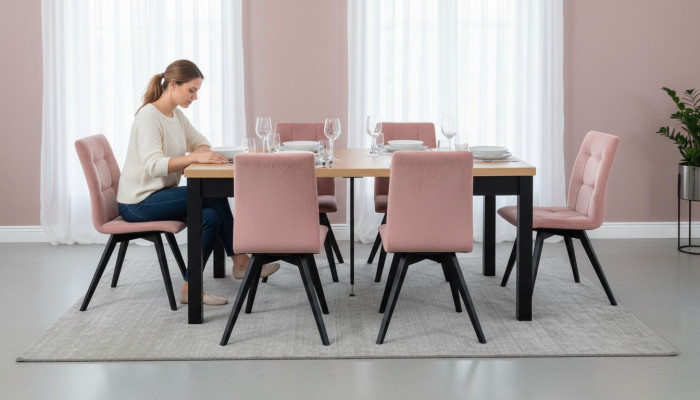 Moderne eetkamer meubels Eettafel + 6 stoelen Complete set 7-delig Setgroep