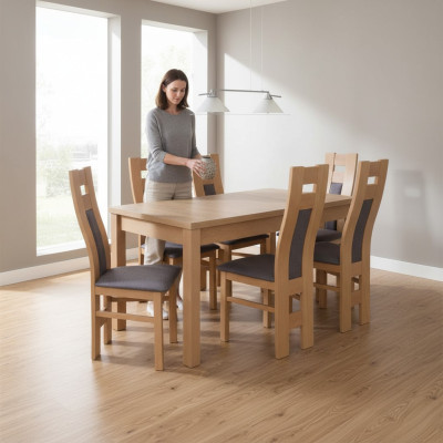 Eetkamer 6x Armstoelen 7-delig Set Klassieke Meubel Eettafel Stoel Groep Luxe