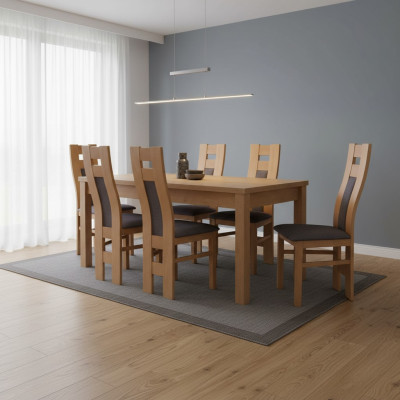 Eetkamer 6x Armstoelen 7-delig Set Klassieke Meubel Eettafel Stoel Groep Luxe