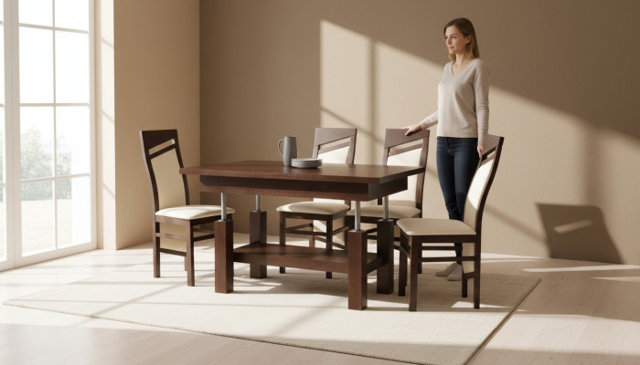 Ontwerp Eetkamer Set Garnituur 5-delig Houten Meubels Keuken 4x Stoelen Tafel Fauteuils
