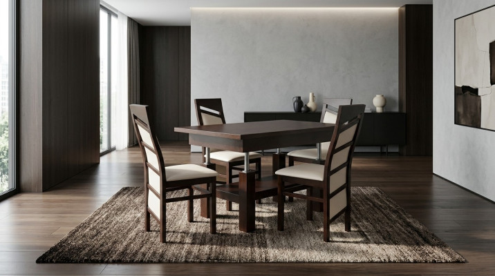 Ontwerp Eetkamer Set Garnituur 5-delig Houten Meubels Keuken 4x Stoelen Tafel Fauteuils