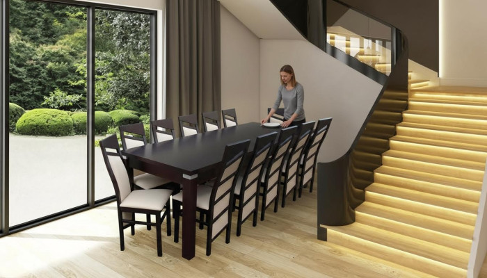 Compleet set eettafelstoel 12x stoelen eetkamer eetgroep houten tafels 13-delig