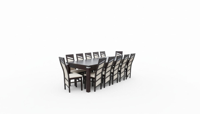 Compleet set eettafelstoel 12x stoelen eetkamer eetgroep houten tafels 13-delig