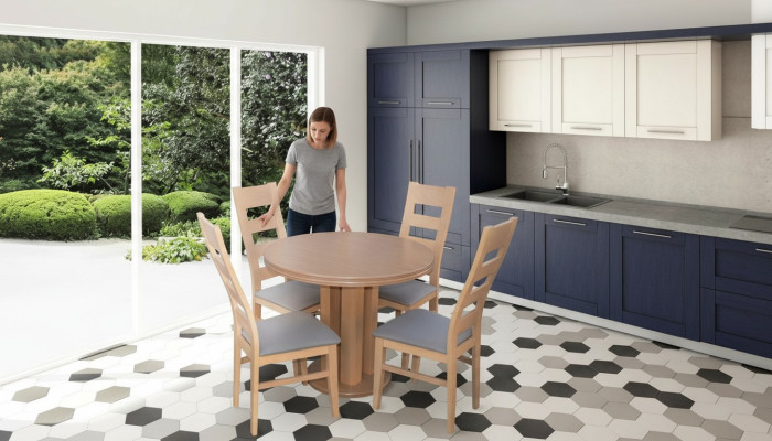 Eettafel 4 x stoelen eetkamerset eetgroep houten tafel 5-delige set meubilair.