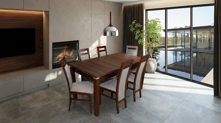 Compleet set eettafel + 6 stoelen Eetkamerset hout Eetgroep tafels Tafel 7-delige set