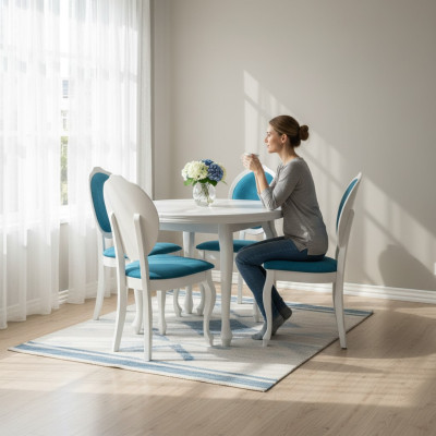 Eettafel + 4 stoelen Eetkamerset Eetgroep Klassieke tafel 5-delig set Stoel nieuw