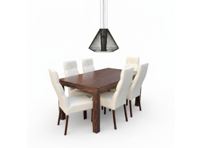 Klassieke eettafel van hout met eetkamerset van 6 stoelen en 7-delige set.