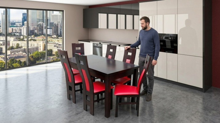Compleet set eettafel + 6 stoelen Eetkamerset Houten tafels Eetgroep Tafel 7-delig