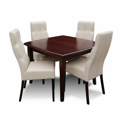 Luxe eetkamerset, set van 5 stuks, bruin houten meubilair, 4 stoelen, tafel, moderne stijl, nieuw.