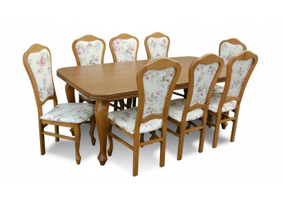 Compleet set eettafel + 8 stoelen eetkamerset eetgroep houten tafel tafels 9-delig