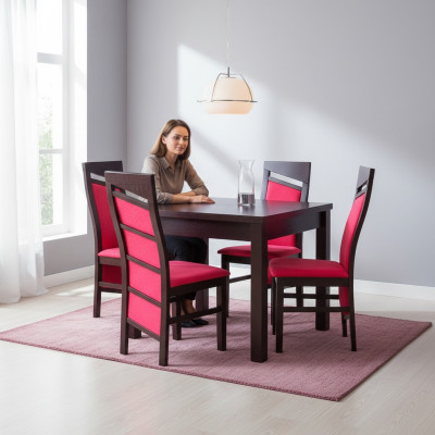 Armstoelen Design Eettafel + 4 Stoelen Set Meubel Groep 5-delig. Tafels