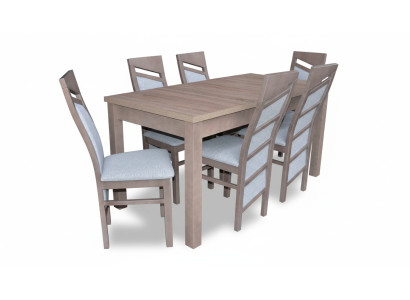 Set Eettafel 6x Stoelen Leunstoel Set Tafels Eetkamergroep 7 delig Hout