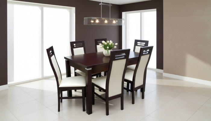 Houten design eettafel + 6 stoelen set unit kamer groep 7-delige tafels nieuw.