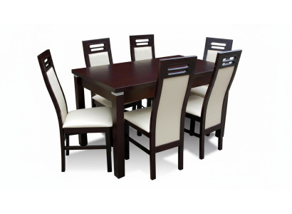 Houten design eettafel + 6 stoelen set unit kamer groep 7-delige tafels nieuw.