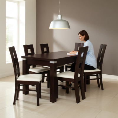 Eetset Eettafel 6 x Stoel Set Meubilair Tafel Eetgroep 7-delig Tafels Nieuw
