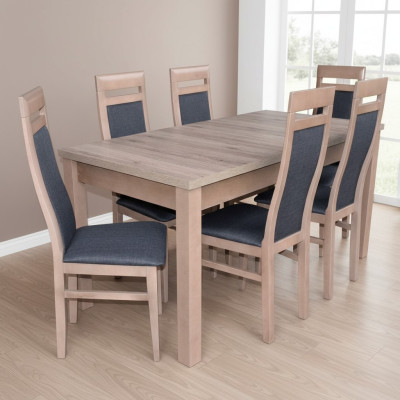 Rechthoekige eettafel 6 stoelen stoelset houten tafels eetset 7-delige