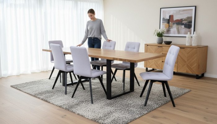 Compleet set eettafel + 6 stoelen set eetkamer houten tafels eetgroep tafel 7-delig