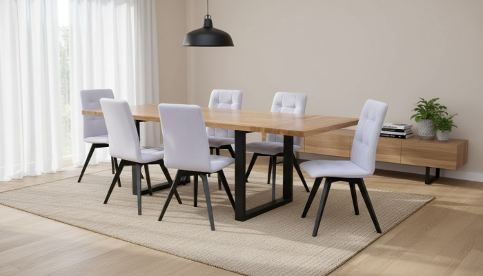 Compleet set eettafel + 6 stoelen set eetkamer houten tafels eetgroep tafel 7-delig