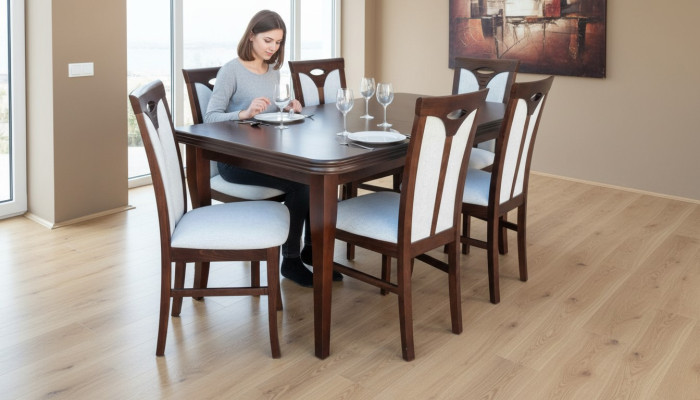 Klassieke eetkamermeubelen eetkamerset armstoel tafel groep 7-delig set Modern