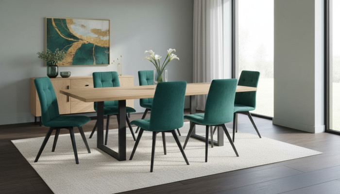 Eetkamerontwerp meubels eetkamerset tafel + 6 stoelen 7-delige set garnituur nieuw