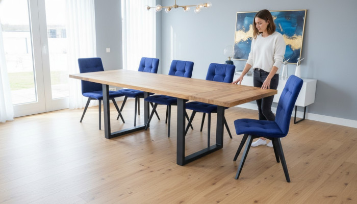Klassieke set eettafel tafel hout eetkamer 6x stoel set stoelen 7-delig set
