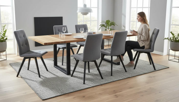 Eettafel 6x stoelen Klassieke set Eetkamer 7-delig Rechthoekige tafel Stoel