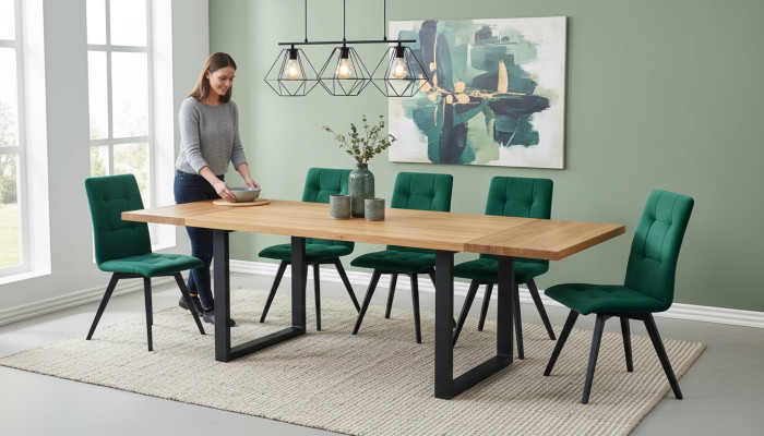 Ontwerp eetkamerstoelenset met metalen tafels en stoelen 6x stoelen tafelset 7-delig.