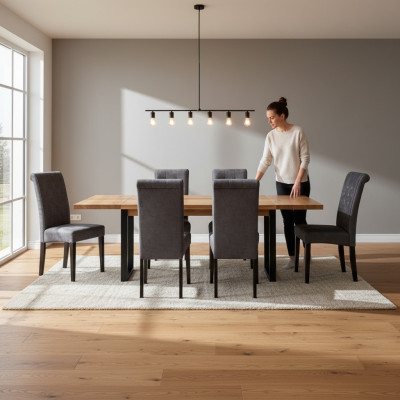 Moderne eettafel tafel hout eetkamerset 6x stoel set stoelen 7-delig set nieuw
