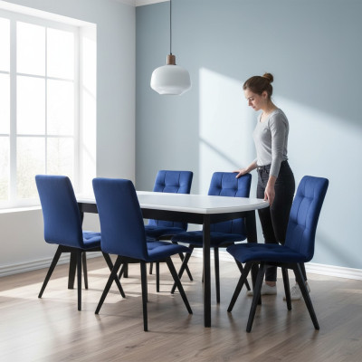 Compleet set eettafel eetkamer 6x stoelen set hout eetgroep tafel tafels 7-delig.
