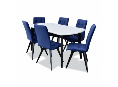 Compleet set eettafel eetkamer 6x stoelen set hout eetgroep tafel tafels 7-delig.