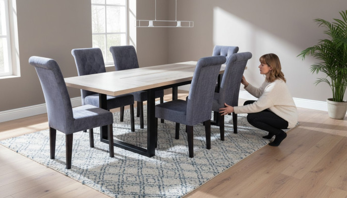 Klassieke set Eettafel + 6x Stoelen Armstoel Set Tafels Eetkamer Groep