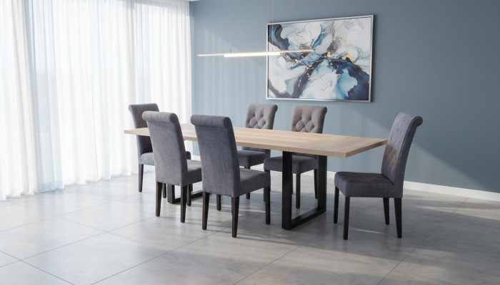 Klassieke set Eettafel + 6x Stoelen Armstoel Set Tafels Eetkamer Groep