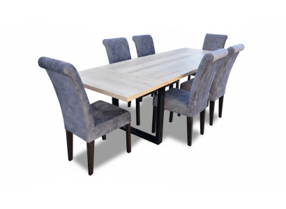 Klassieke set Eettafel + 6x Stoelen Armstoel Set Tafels Eetkamer Groep