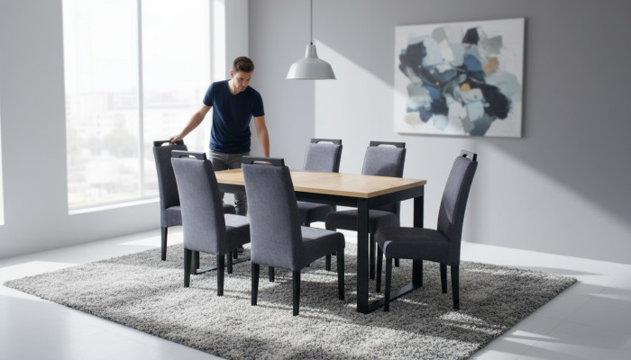 Klassieke eetkamerset Rechthoekige tafel 6 stoelen Armstoel Groep set 7-delig.