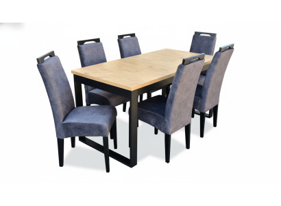 Klassieke eetkamerset Rechthoekige tafel 6 stoelen Armstoel Groep set 7-delig.