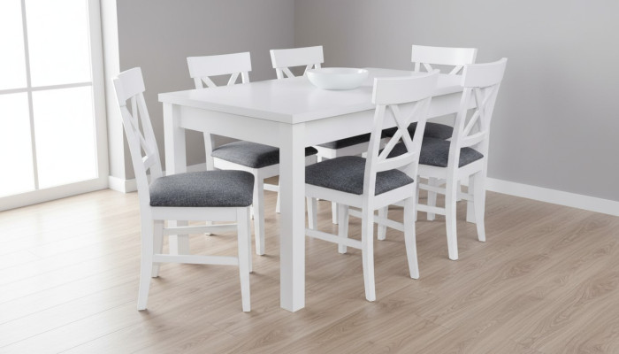 Modern Antiek Stijl Eetkamer Set Hout Metaal Tafel Eetkamerstoel 6x Stoelen Stoel