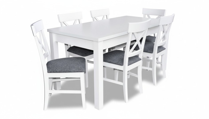 Modern Antiek Stijl Eetkamer Set Hout Metaal Tafel Eetkamerstoel 6x Stoelen Stoel