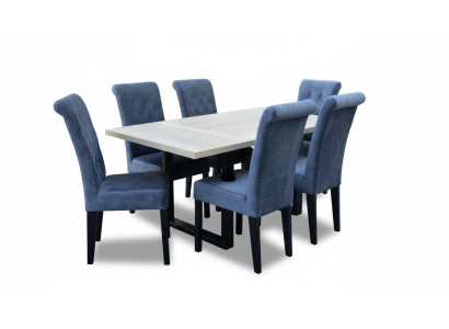 Luxe eetkamerset in modern design, 7-delig. Tafel + 6 stoelen, compleet nieuw.